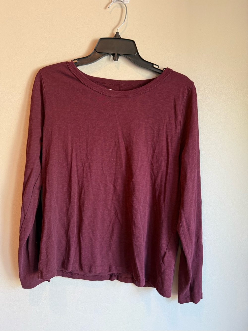 J. Crew 100% Cotton Long Sleeve Crewneck Top Shirt - Burgundy Medium